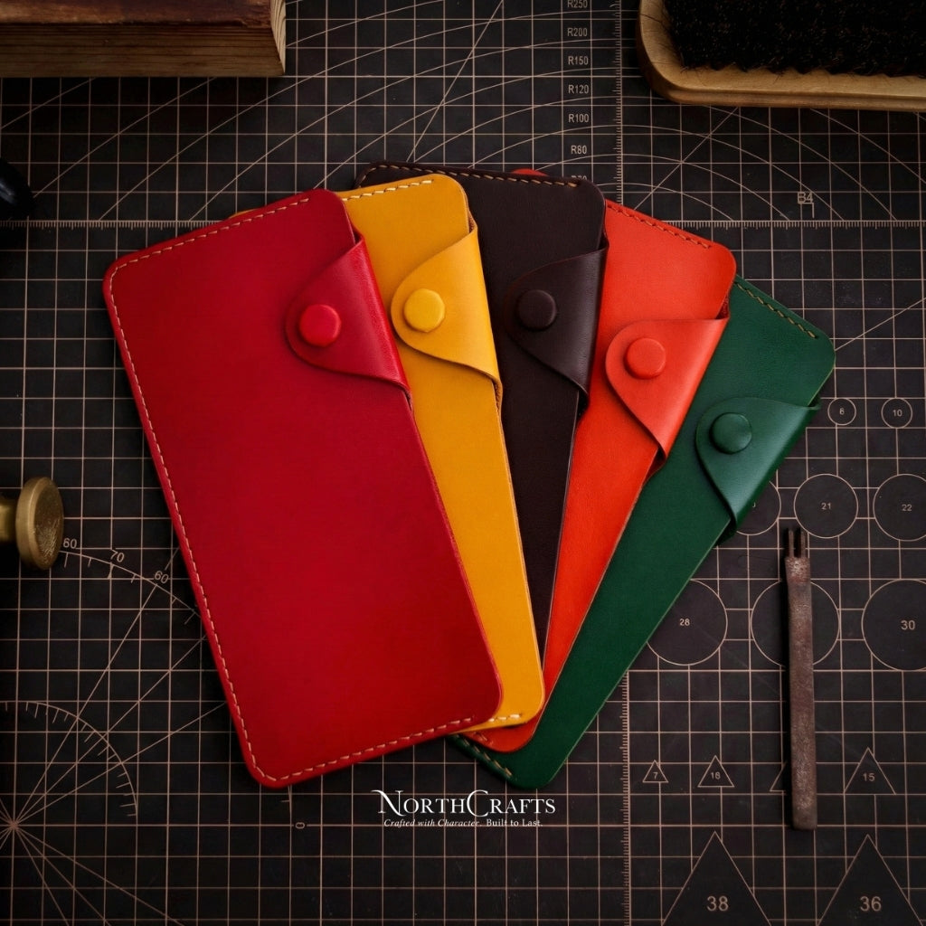 A7 Cash Envelope Long Minimal Leather Wallet for Women – Personalized Handmade – NorthCrafts | NorthCrafts