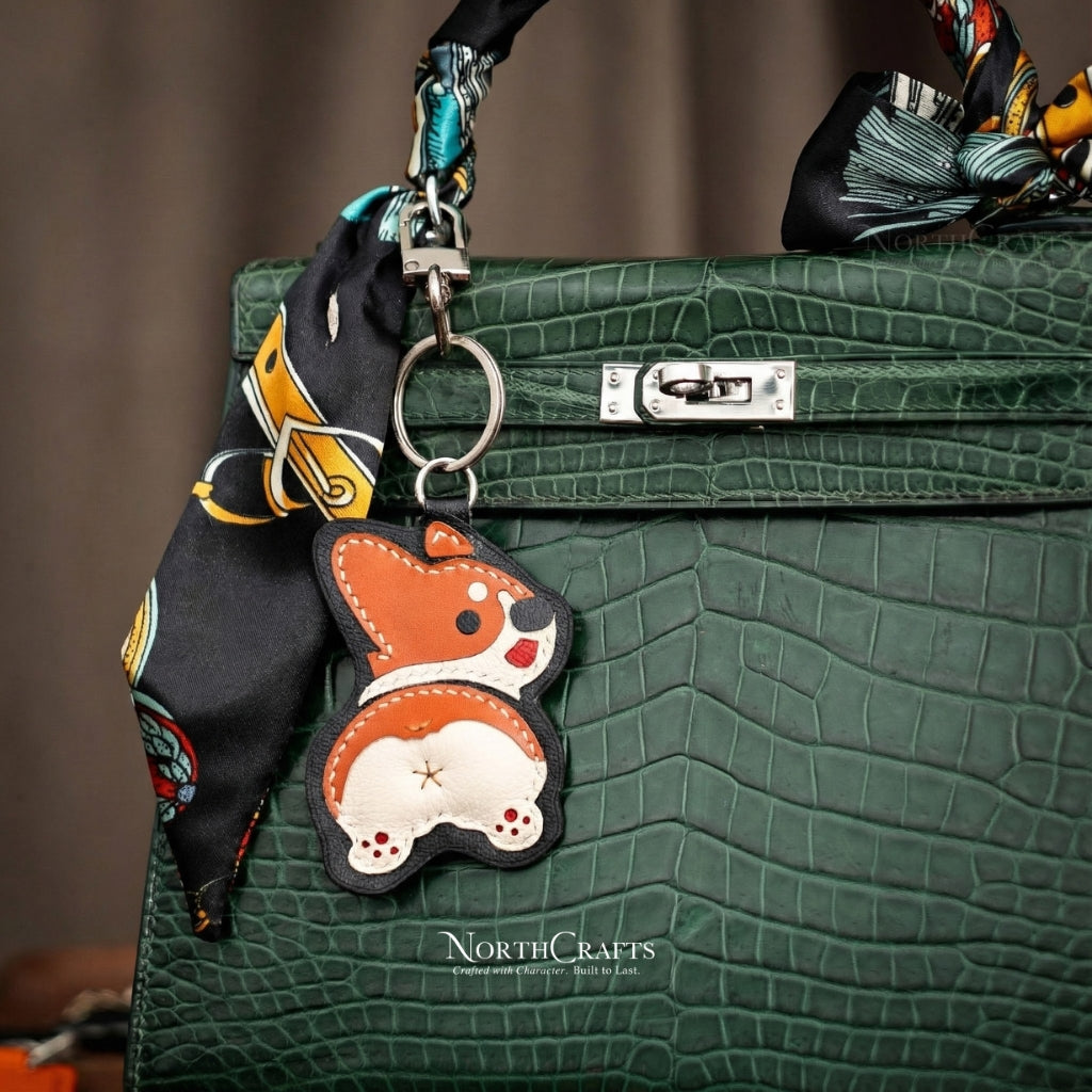 Leather Corgi Bag Charm – Personalized Handmade – NorthCrafts | NorthCrafts