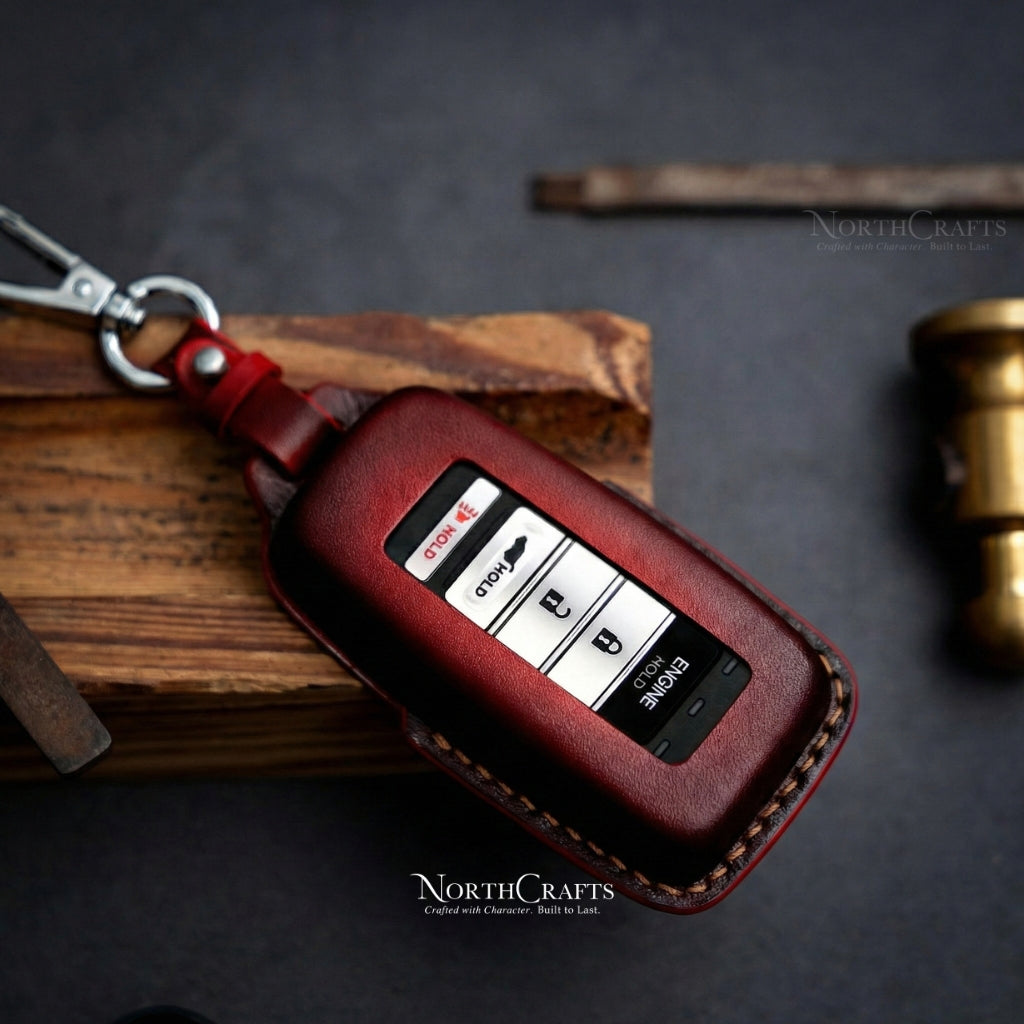 Leather Key Fob Cover for Acura RDX, ILX, TLX, TSX, MDX, RSX, TL & NSX – Personalized Handmade – NorthCrafts | NorthCrafts