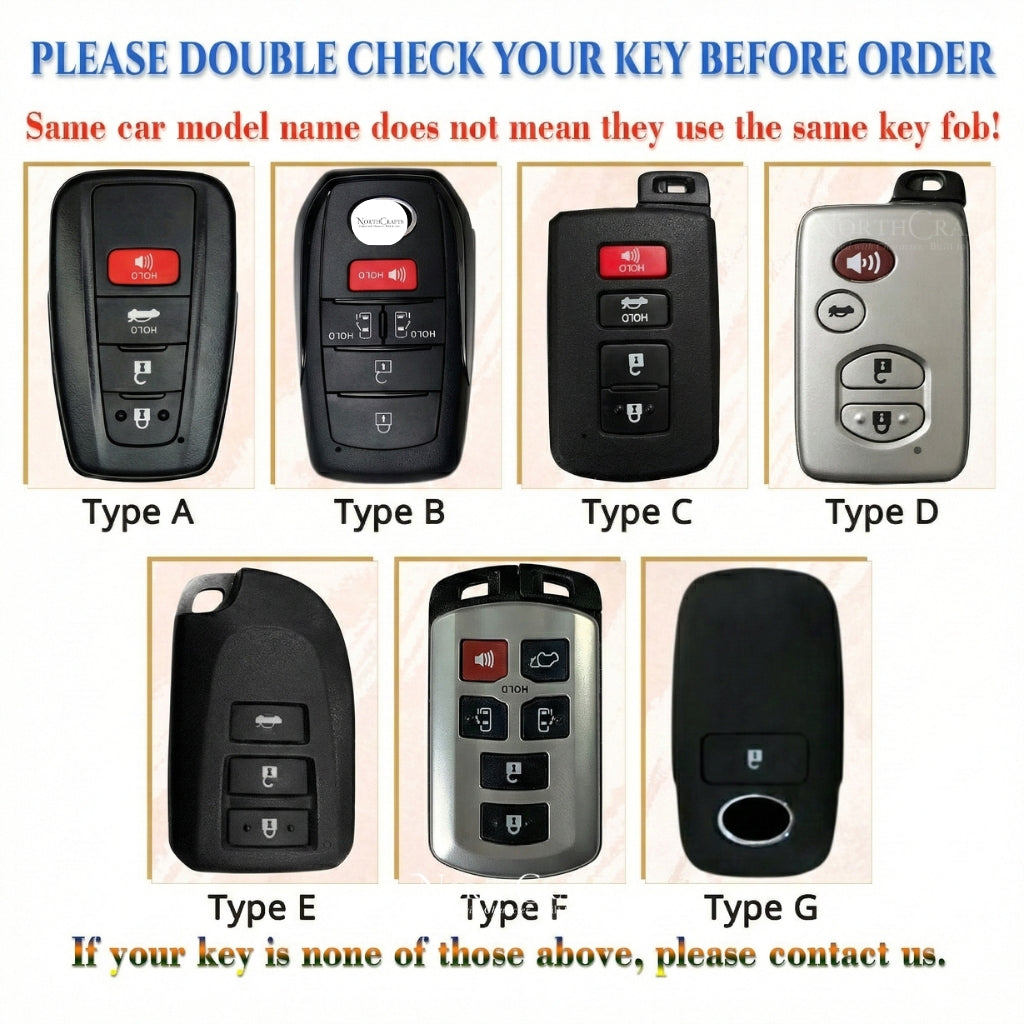 Leather Key Fob Cover for Toyota Land Cruiser Mirai RAV4 Prime Sienna Venza Camry Highlander Avalon Prado Corolla | NorthCrafts