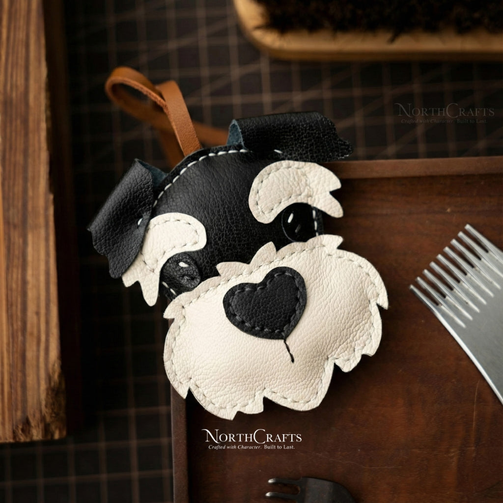 Leather Schnauzer Bag Charm for Women – Personalized Handmade – NorthCrafts | NorthCrafts