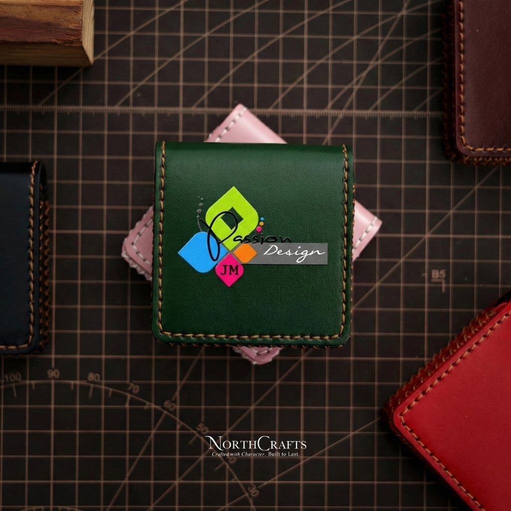 Square Leather Business Card Holder (2.5x2.5 Inch) – Personalized Handmade – NorthCrafts