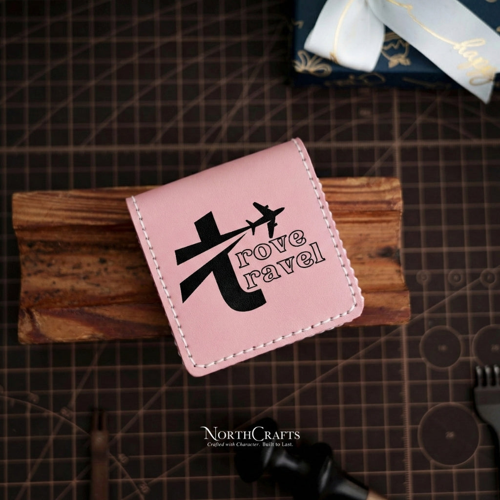 Square Leather Business Card Holder for Men (2.5x2.5 Inch) – Personalized Handmade – NorthCrafts