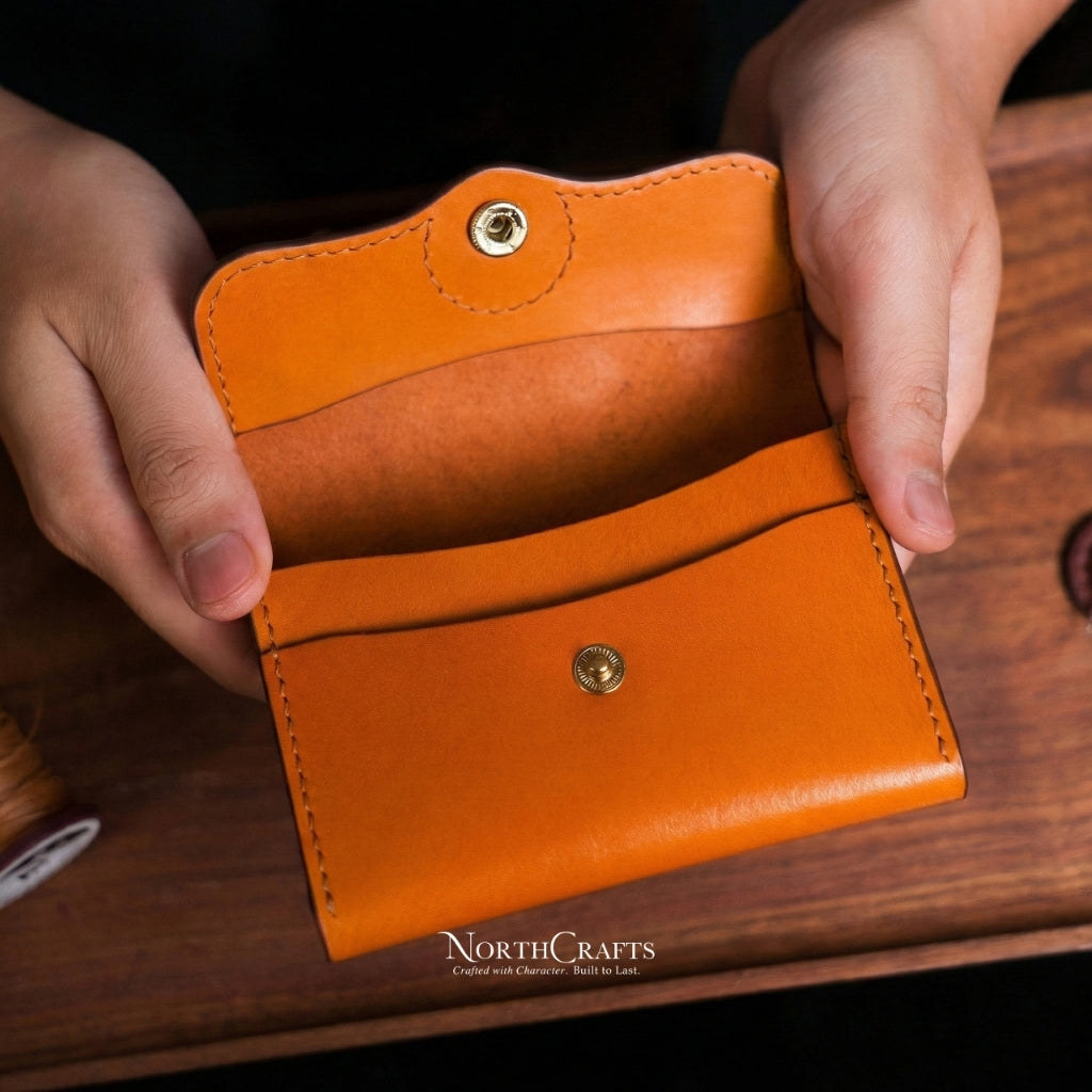 Veg-Tan Slim Leather Wallet for Women – Personalized Handmade – NorthCrafts