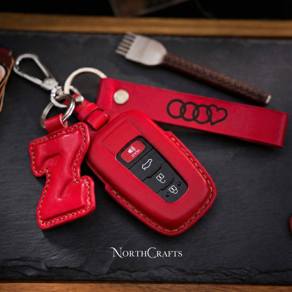 Handcrafted Leather Key Cover for 2020–2024 RAV4, Camry, Corolla, Avalon, C-HR, Prius, GT86 & Highlander – NorthCrafts
