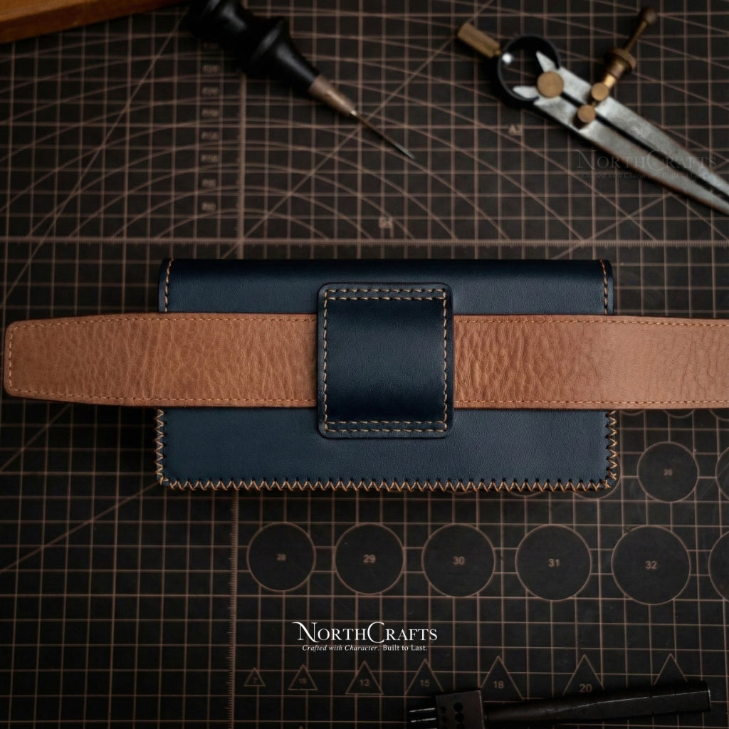 Leather Dual Phone Holster with Belt Loop for Samsung Galaxy Z, S, A & M Series – Personalized Handmade – NorthCrafts | NorthCrafts