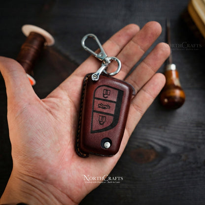 Leather Key Fob Cover for Toyota Land Cruiser, Mirai, RAV4 Prime, Sienna Hybrid & Venza Hybrid – Personalized Handmade – NorthCrafts | NorthCrafts