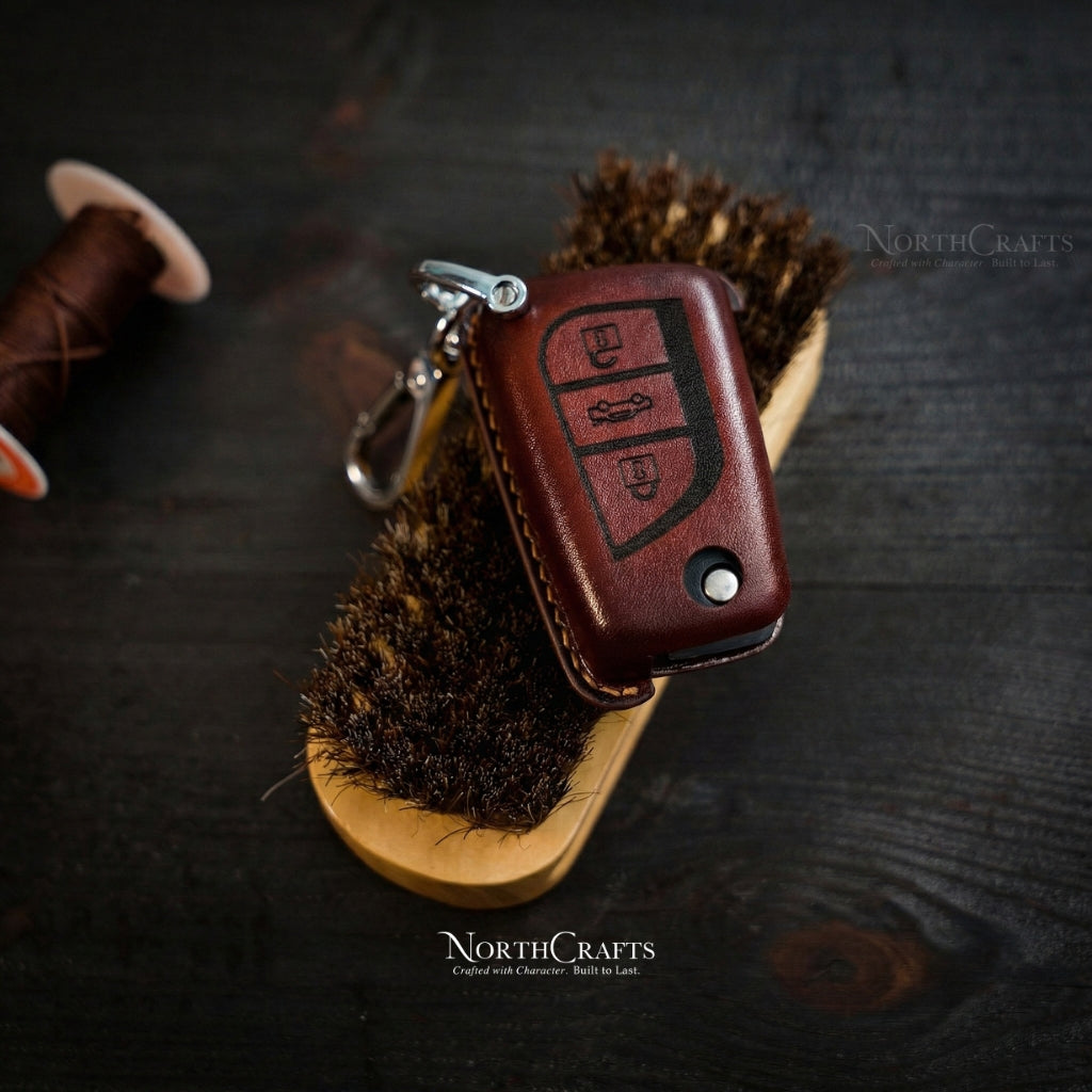 Leather Key Fob Cover for Toyota Land Cruiser, Mirai, RAV4 Prime, Sienna Hybrid & Venza Hybrid – Personalized Handmade – NorthCrafts | NorthCrafts