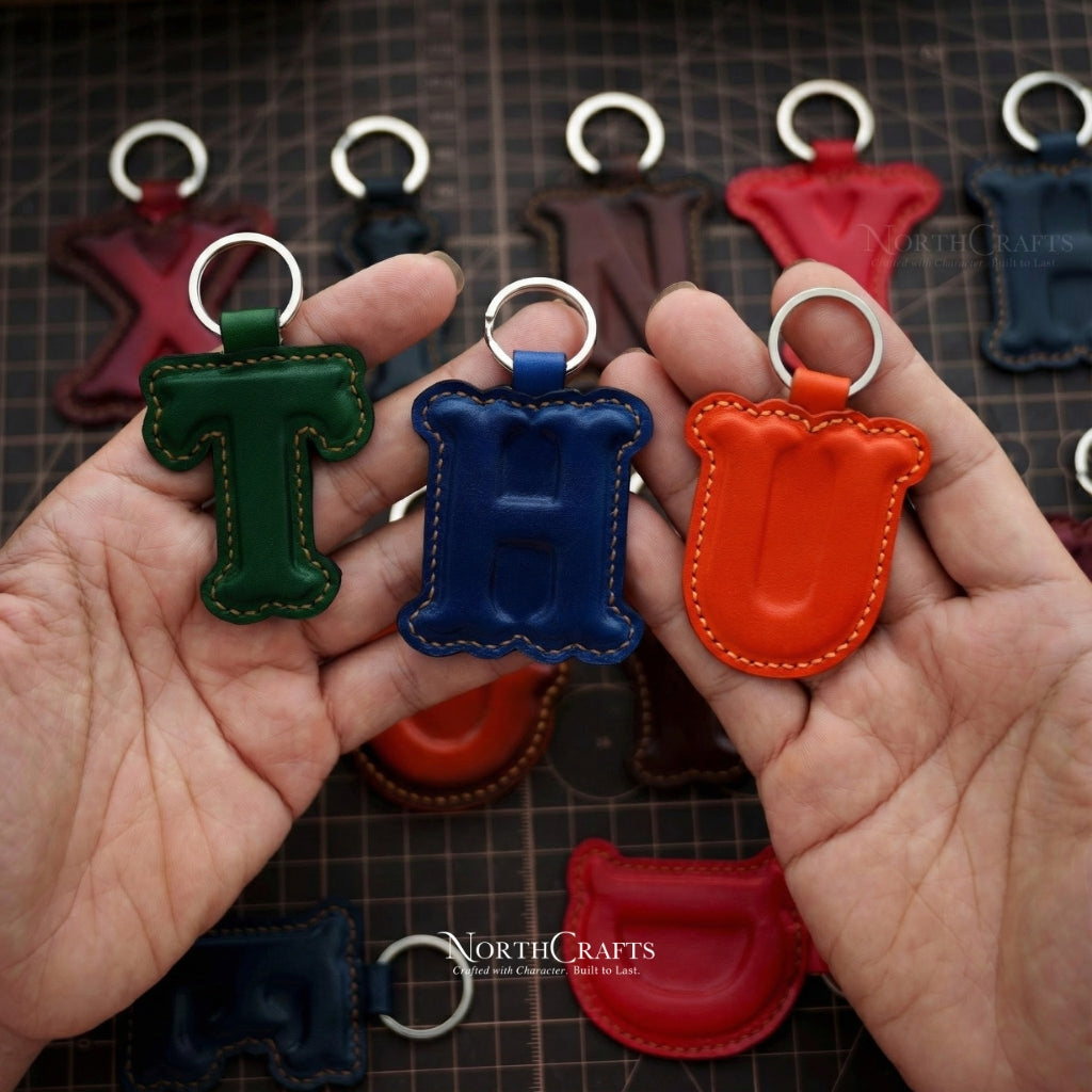 Personalized Handcrafted Leather Initial Charm Keychain – NorthCrafts
