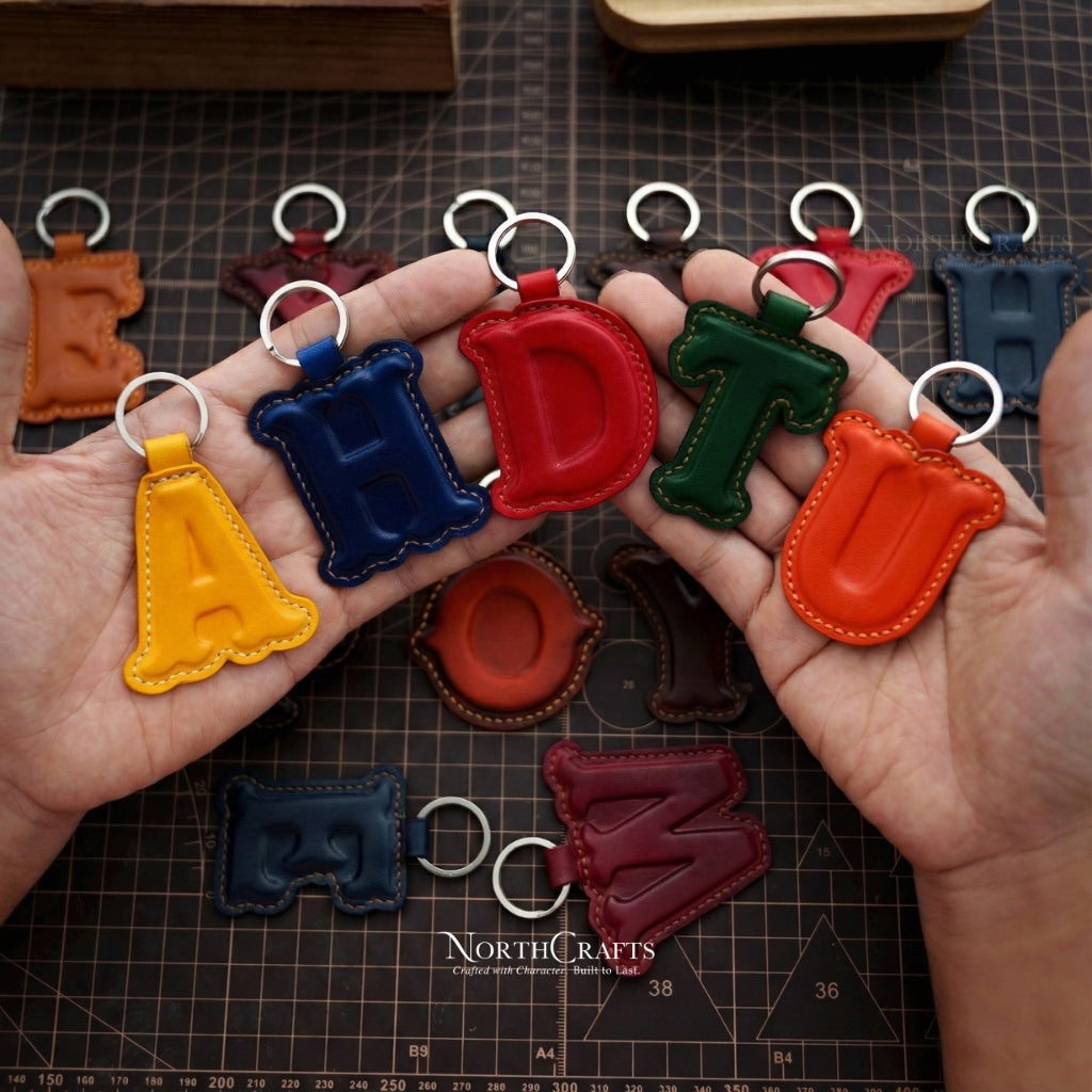 Leather Charm Keychain Personalized Custom Gift | NorthCrafts