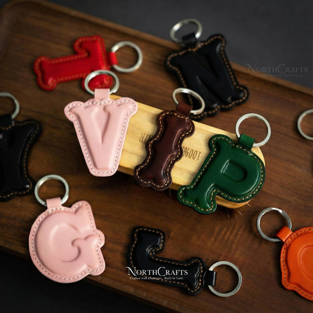 Leather Charm Keychain Personalized Custom Gift | NorthCrafts