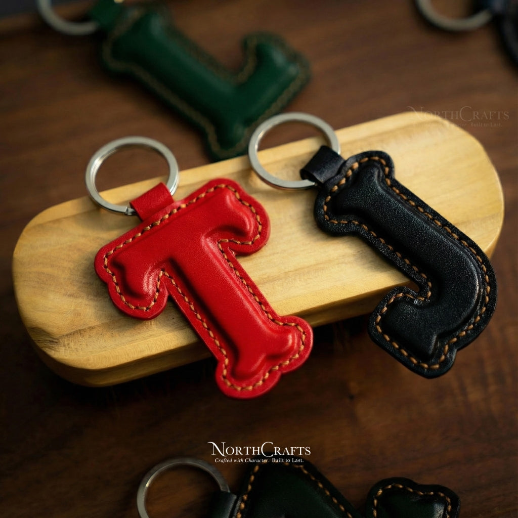 Leather Charm Keychain Personalized Custom Gift | NorthCrafts
