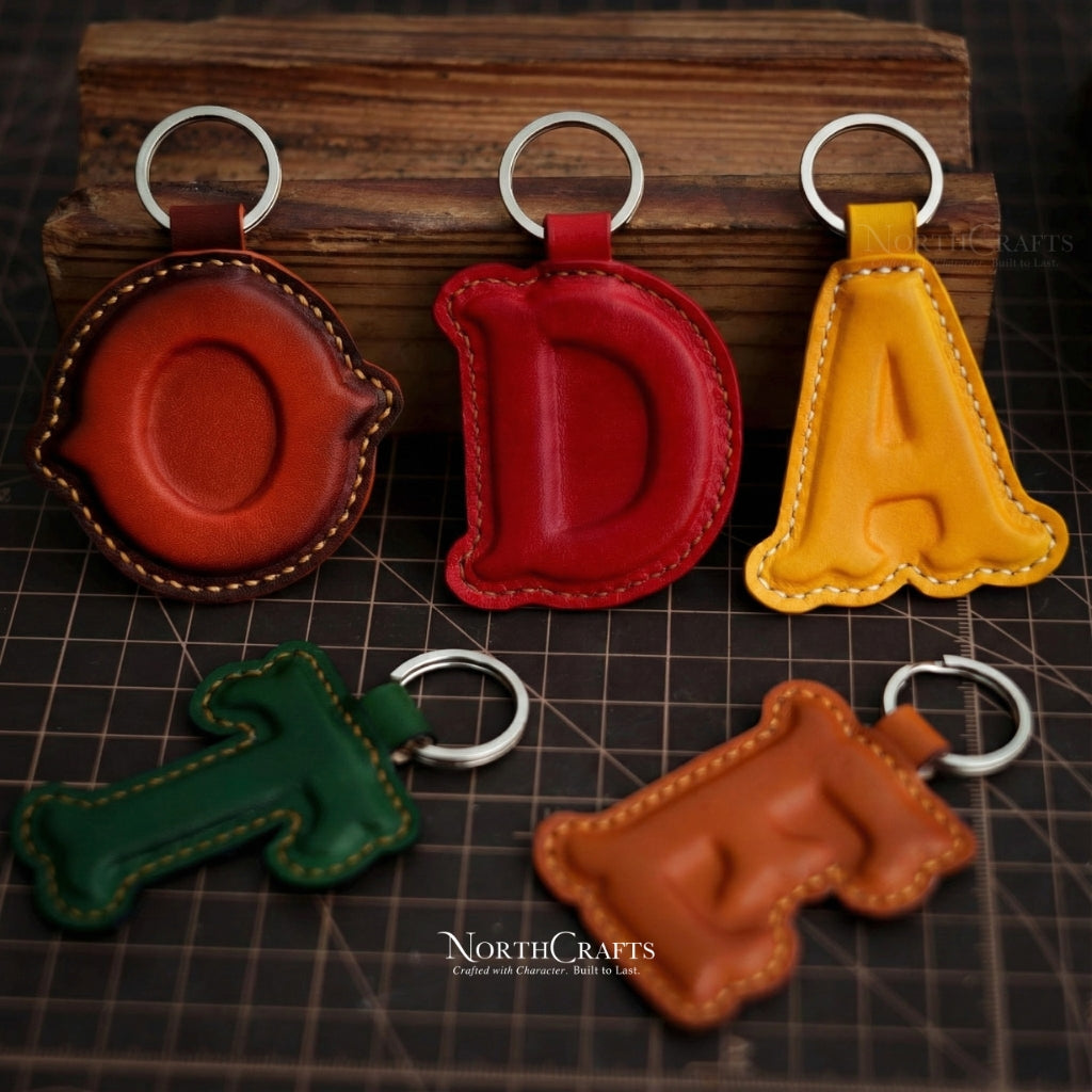 Leather Charm Keychain Personalized Custom Gift | NorthCrafts
