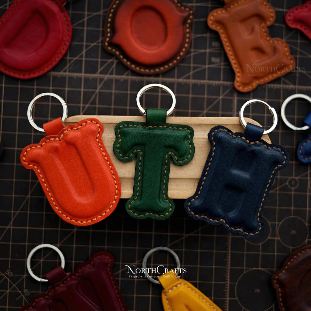 Leather Charm Keychain Personalized Custom Gift | NorthCrafts