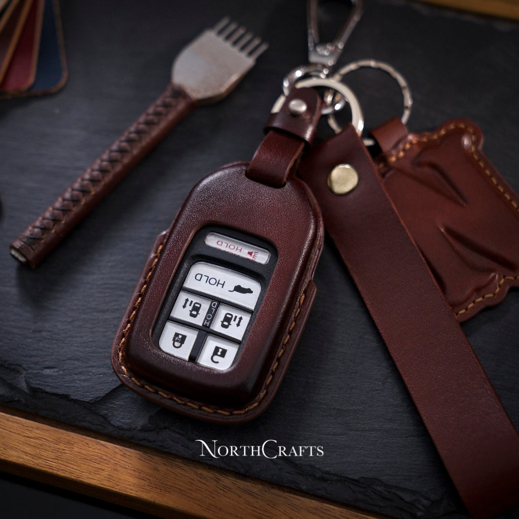 Leather Key Fob Cover for Honda Civic with Strap Premium Edition | NorthCrafts