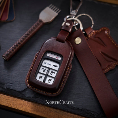 Leather Key Fob Cover for Honda Civic with Strap Premium Edition | NorthCrafts