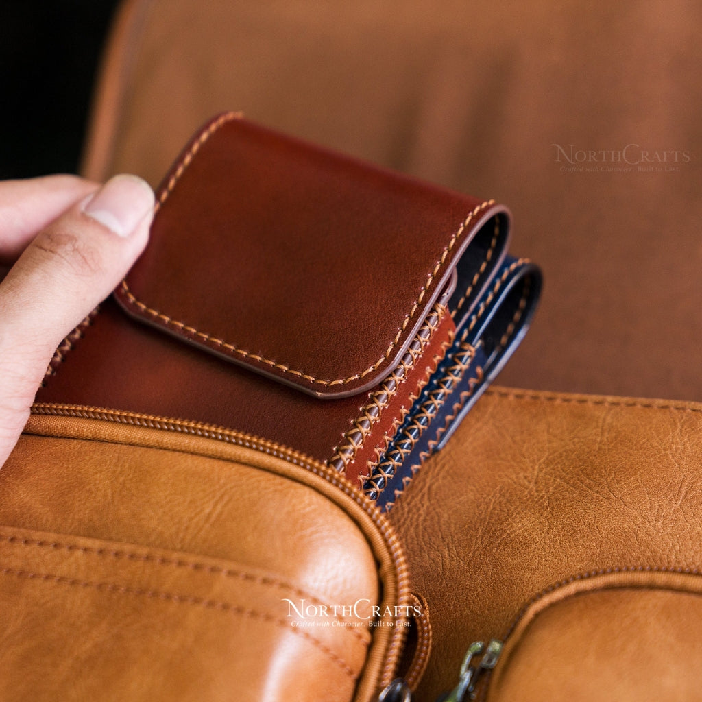 Leather Phone Pouch with Magnetic Closure & Belt Loop for iPhone 17 Series & iPhone 16 Series – Personalized Handmade – NorthCrafts | NorthCrafts