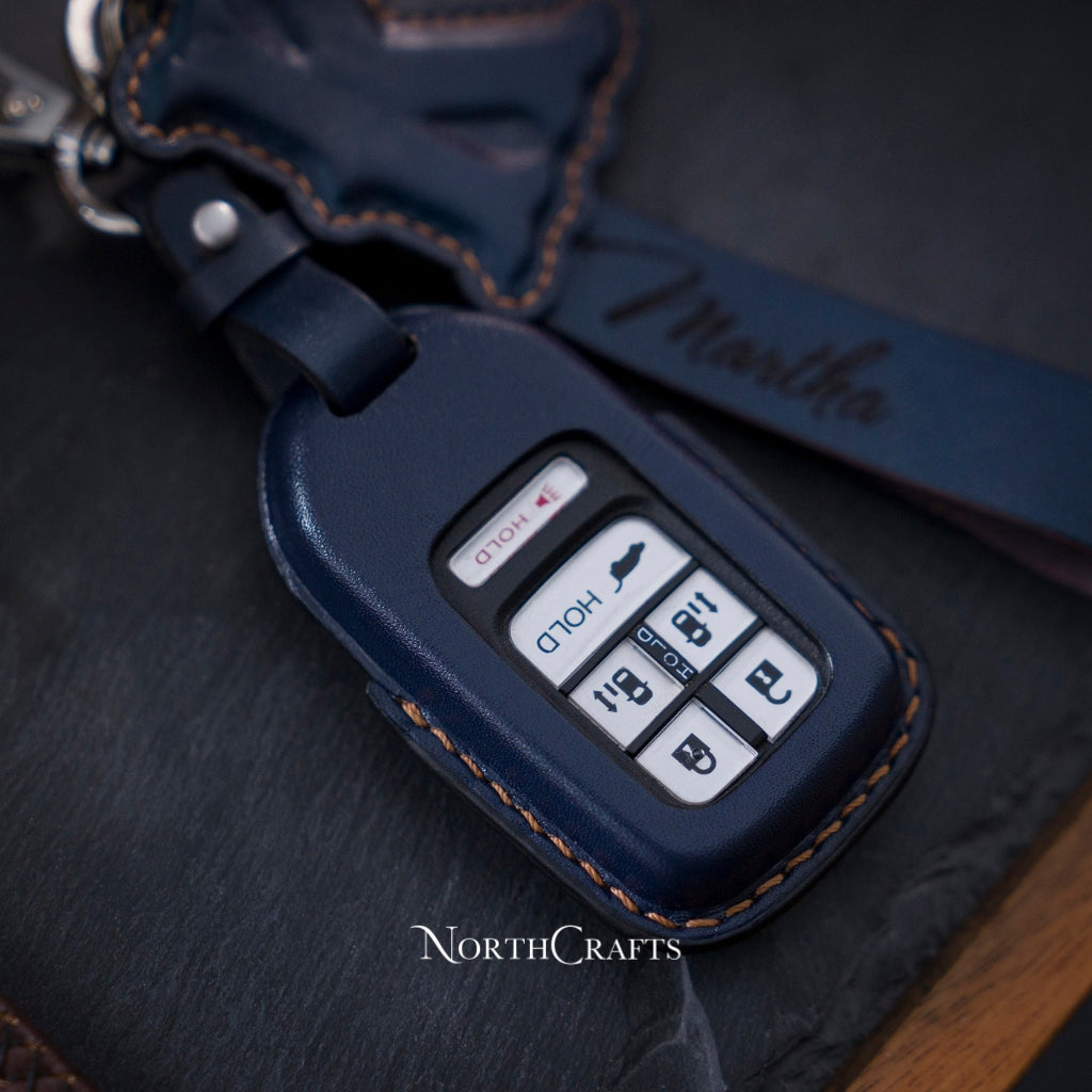 Leather Key Fob Cover for Honda Civic with Strap Premium Edition | NorthCrafts