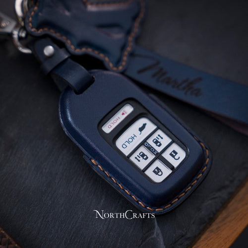 Leather Key Fob Cover for Honda Civic with Strap Premium Edition | NorthCrafts