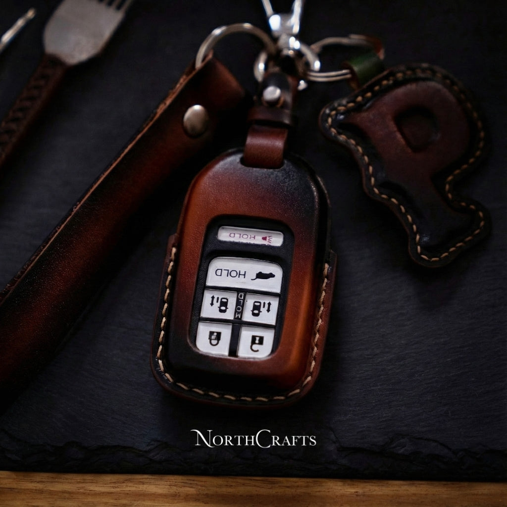 Leather Key Fob Cover for Honda Civic with Strap Premium Edition | NorthCrafts