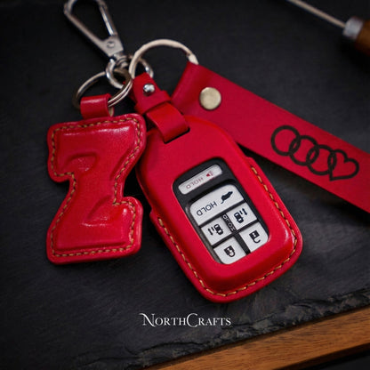 Leather Key Fob Cover for Honda Civic with Strap Premium Edition | NorthCrafts