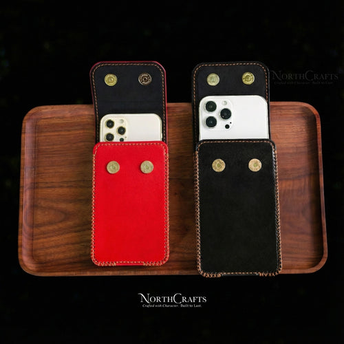 Leather Phone Pouch with Magnetic Closure & Belt Loop for iPhone 17 Series & iPhone 16 Series – Personalized Handmade – NorthCrafts | NorthCrafts