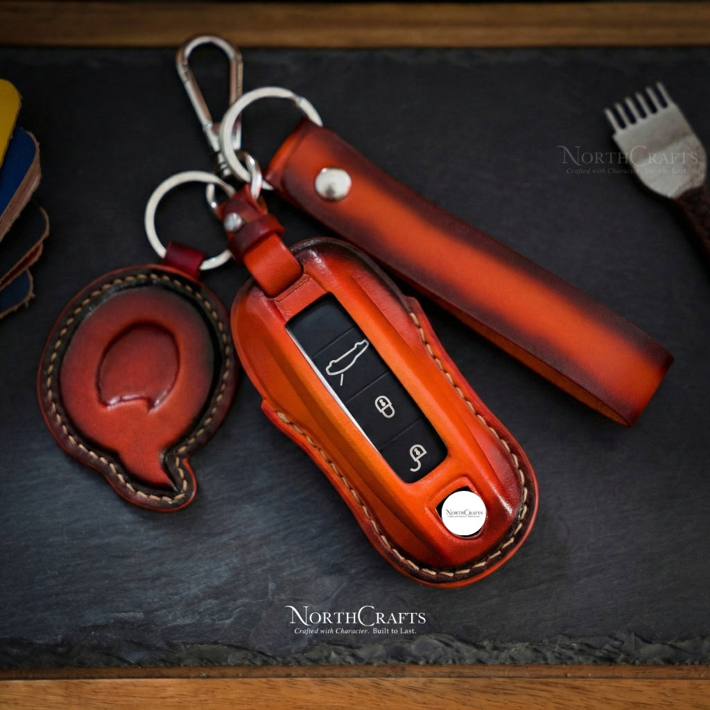 Leather Key Case for 2020 Cayenne, 911, Cayenne Coupe & Panamera – Personalized Handmade – NorthCrafts | NorthCrafts