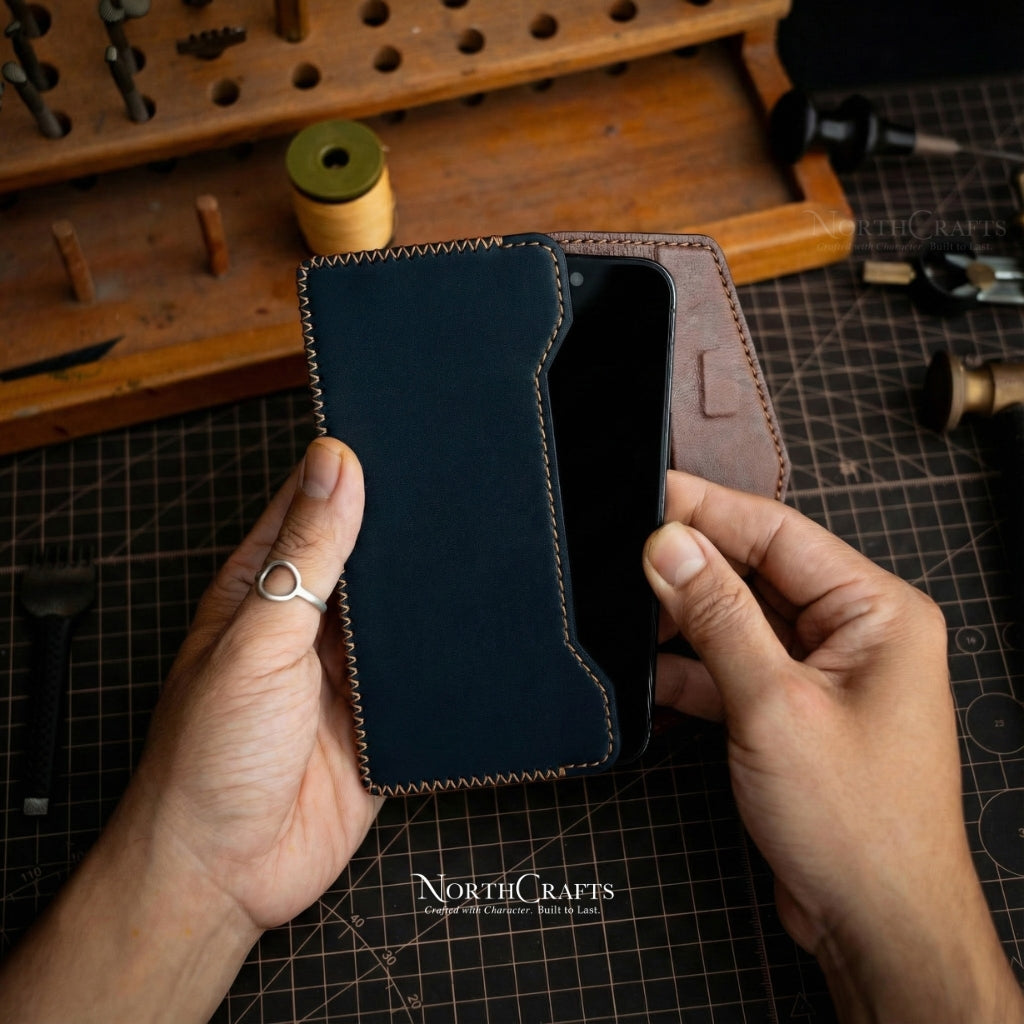 Leather Dual Phone Holster with Belt Loop for Samsung Galaxy Z, S, A & M Series – Personalized Handmade – NorthCrafts | NorthCrafts