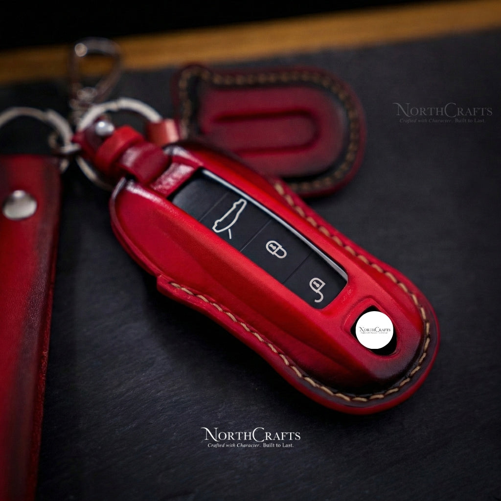 Leather Key Case for 2020 Cayenne, 911, Cayenne Coupe & Panamera – Personalized Handmade – NorthCrafts | NorthCrafts