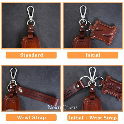 Leather Key Fob Cover for Honda Civic with Strap Premium Edition | NorthCrafts