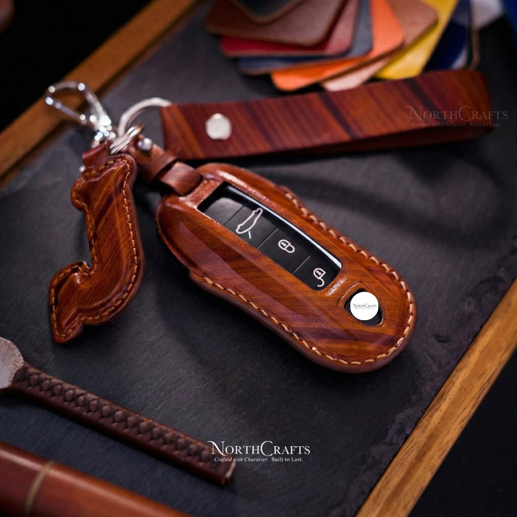 Leather Key Case for 2020 Cayenne, 911, Cayenne Coupe & Panamera – Personalized Handmade – NorthCrafts | NorthCrafts