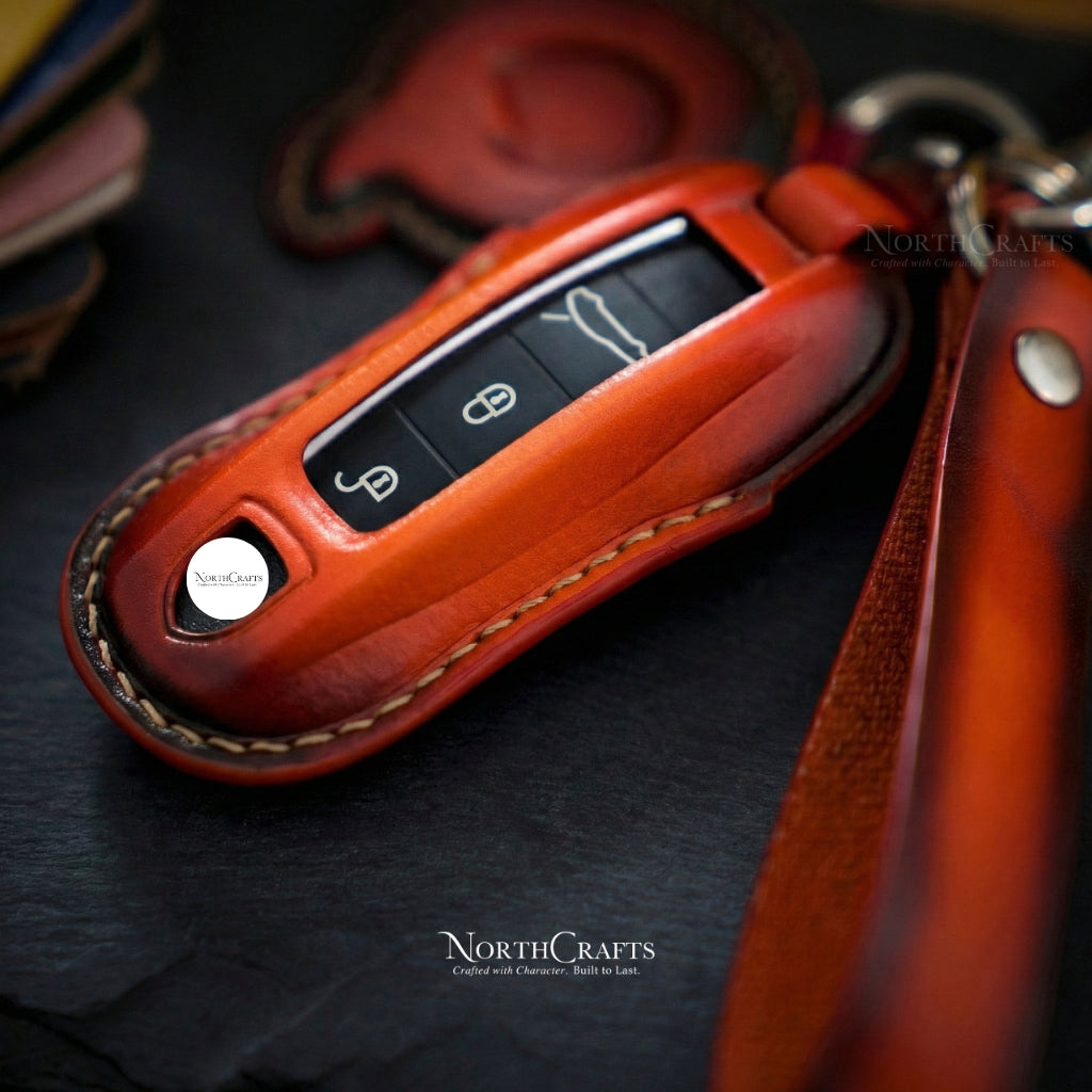 Leather Key Case for 2020 Cayenne, 911, Cayenne Coupe & Panamera – Personalized Handmade – NorthCrafts | NorthCrafts