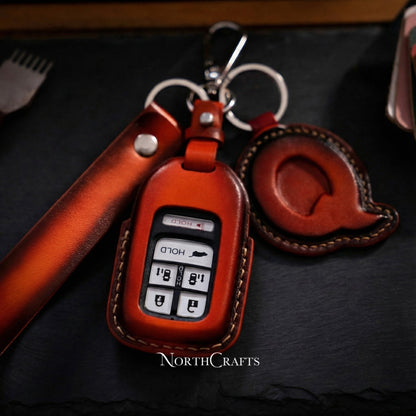 Leather Key Fob Cover for Honda Civic with Strap Premium Edition | NorthCrafts