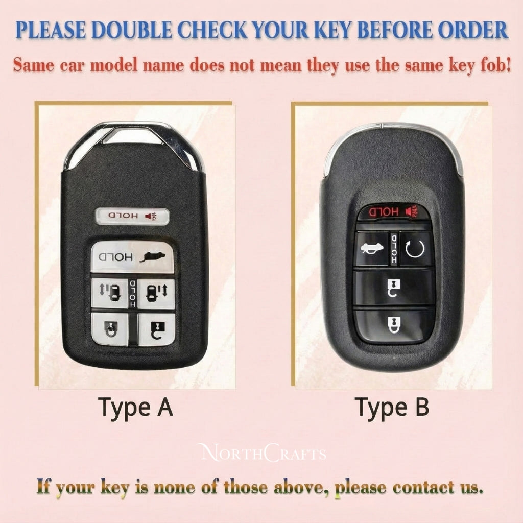 Leather Key Fob Cover for Honda Civic with Strap Premium Edition | NorthCrafts
