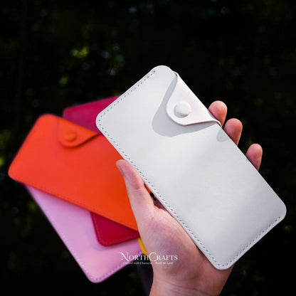A7 Cash Envelope Long Minimal Leather Wallet for Women – Personalized Handmade – NorthCrafts | NorthCrafts