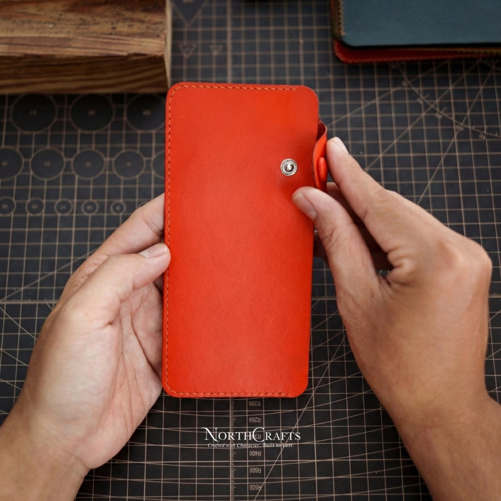 A7 Cash Envelope Long Minimal Leather Wallet for Women – Personalized Handmade – NorthCrafts | NorthCrafts