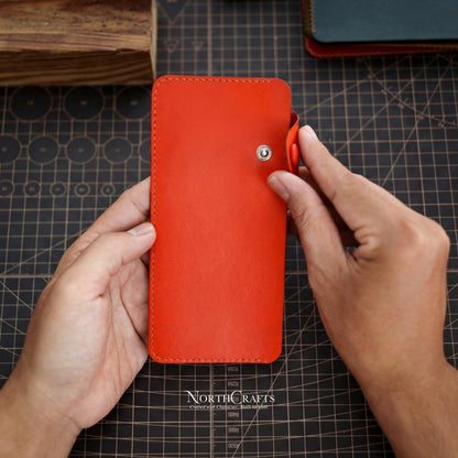 A7 Cash Envelope Long Minimal Leather Wallet for Women – Personalized Handmade – NorthCrafts | NorthCrafts