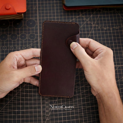 A7 Cash Envelope Long Minimal Leather Wallet for Women – Personalized Handmade – NorthCrafts | NorthCrafts