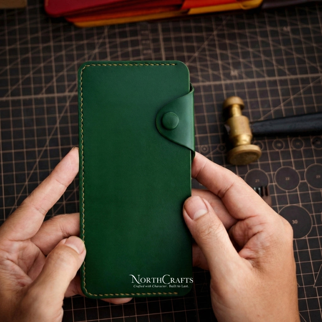 A7 Cash Envelope Long Minimal Leather Wallet for Women – Personalized Handmade – NorthCrafts | NorthCrafts