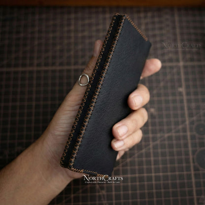 Black Full-Grain Leather Phone Sleeve for Samsung Galaxy Z, S, A & M Series – Personalized Handmade – NorthCrafts | NorthCrafts