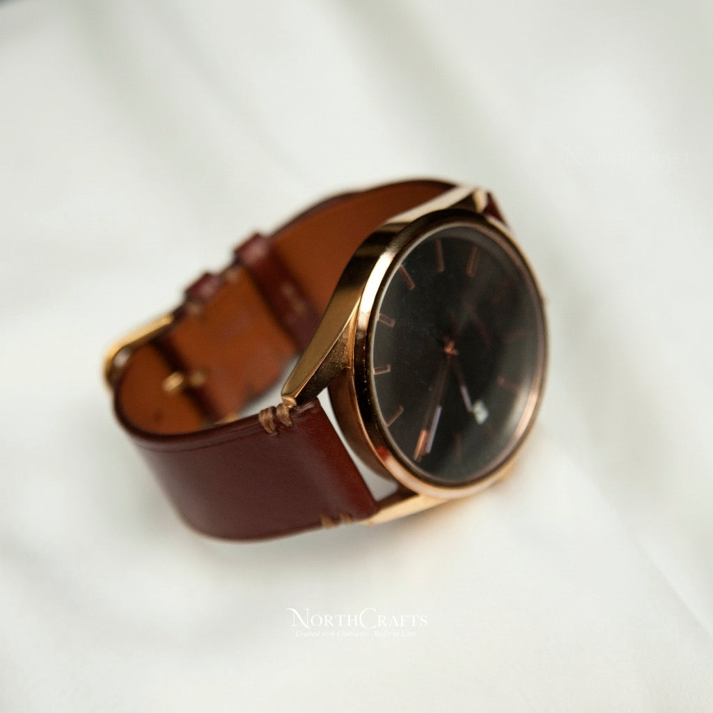 Brown Genuine Leather Watch Strap – Personalized Handmade – NorthCrafts | NorthCrafts