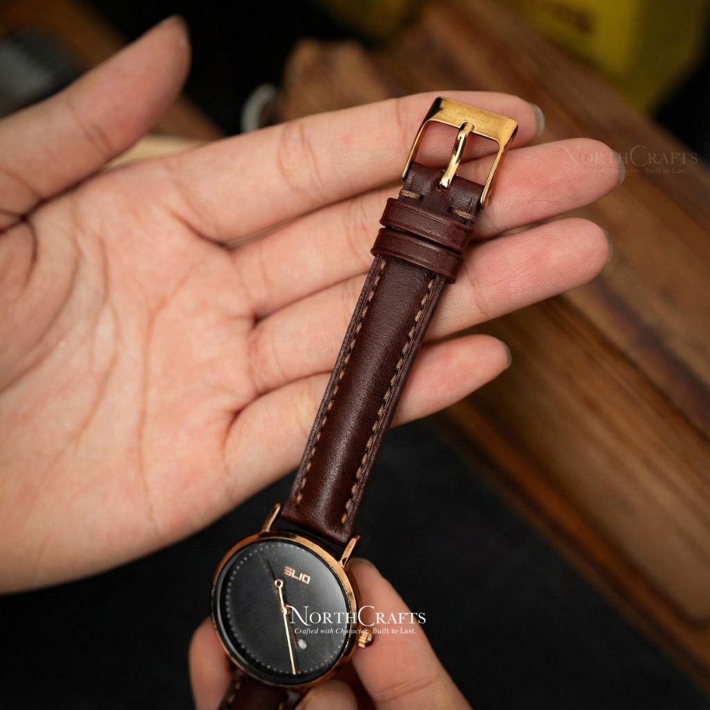 Brown Leather Watch Band for Women (8mm–14mm) – Personalized Handmade – NorthCrafts | NorthCrafts