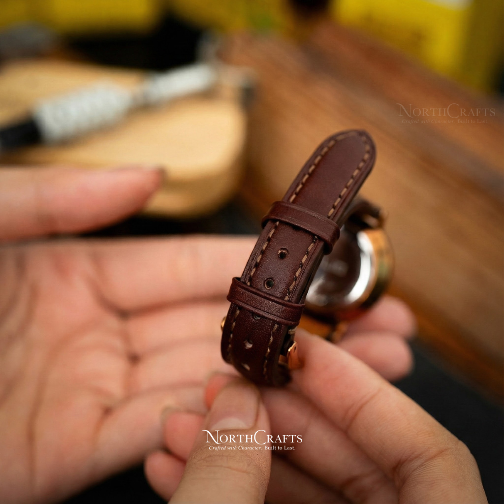 Brown Leather Watch Band for Women (8mm–14mm) – Personalized Handmade – NorthCrafts | NorthCrafts