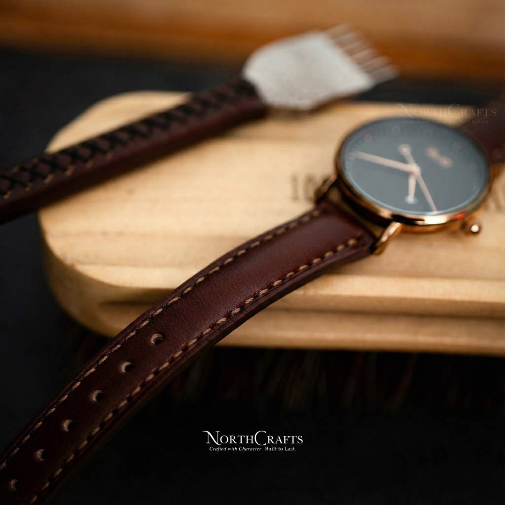 Brown Leather Watch Band for Women (8mm–14mm) – Personalized Handmade – NorthCrafts | NorthCrafts