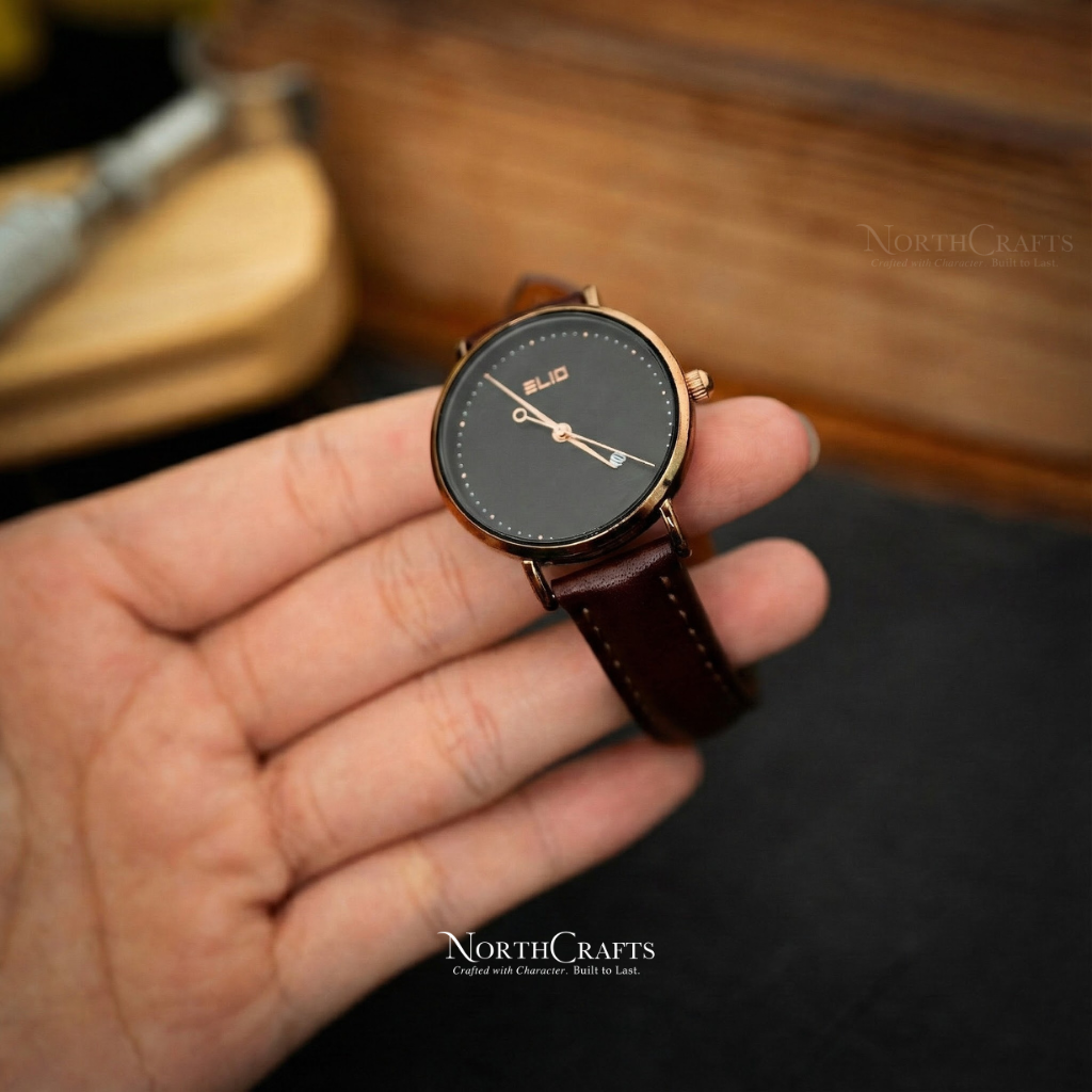 Brown Leather Watch Band for Women (8mm–14mm) – Personalized Handmade – NorthCrafts | NorthCrafts