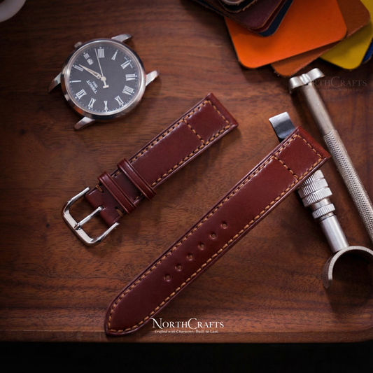 Brown Leather Watch Strap for Men (18mm–24mm) – Personalized Handmade – NorthCrafts | NorthCrafts