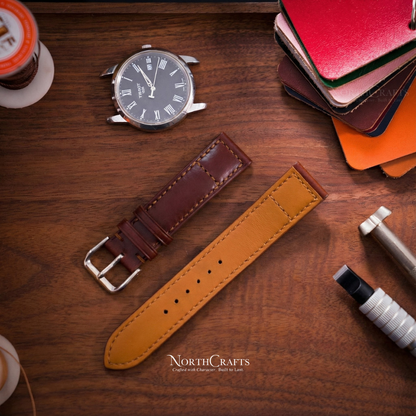 Brown Leather Watch Strap for Men (18mm–24mm) – Personalized Handmade – NorthCrafts | NorthCrafts
