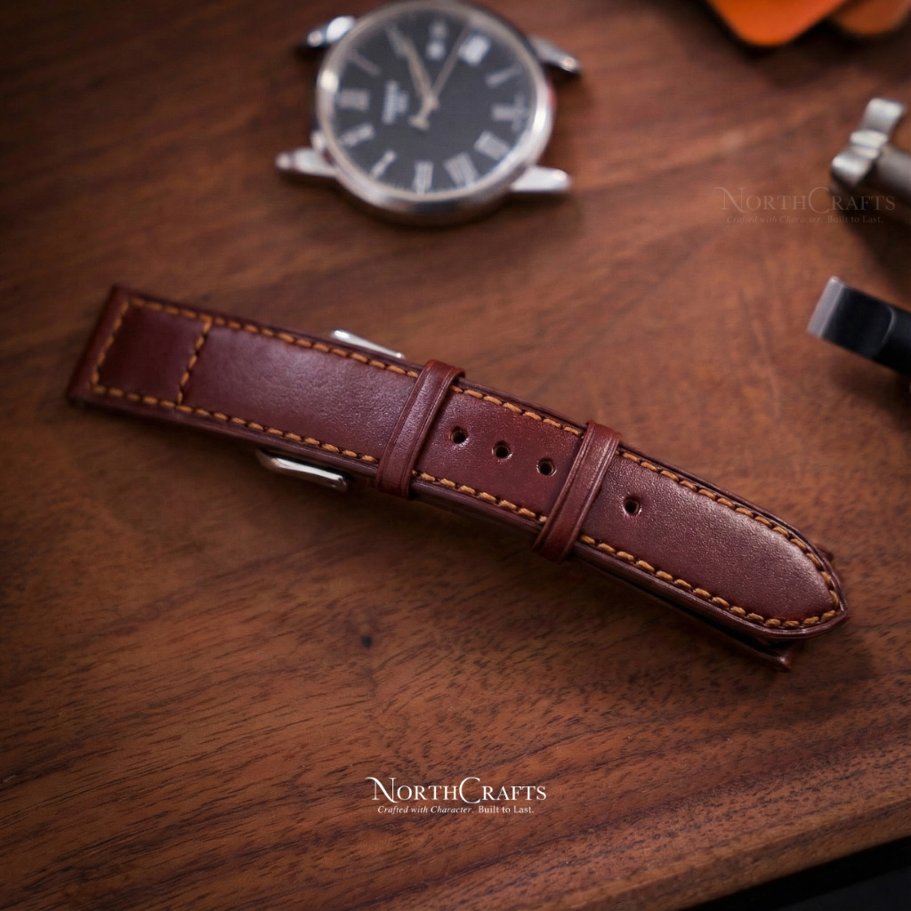 Brown Leather Watch Strap for Men (18mm–24mm) – Personalized Handmade – NorthCrafts | NorthCrafts