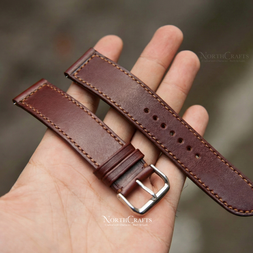 Brown Leather Watch Strap for Men (18mm–24mm) – Personalized Handmade – NorthCrafts | NorthCrafts