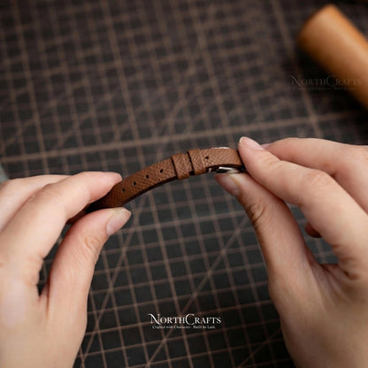 Brown Leather Watch Strap for Women (8mm–14mm) – Personalized Handmade – NorthCrafts | NorthCrafts